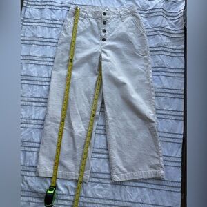 J Crew wide leg crops in cream slub cotton Size 28 GUC